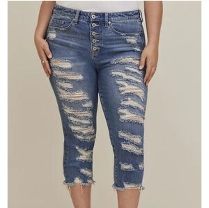 Torrid Distressed Cropped Jeans